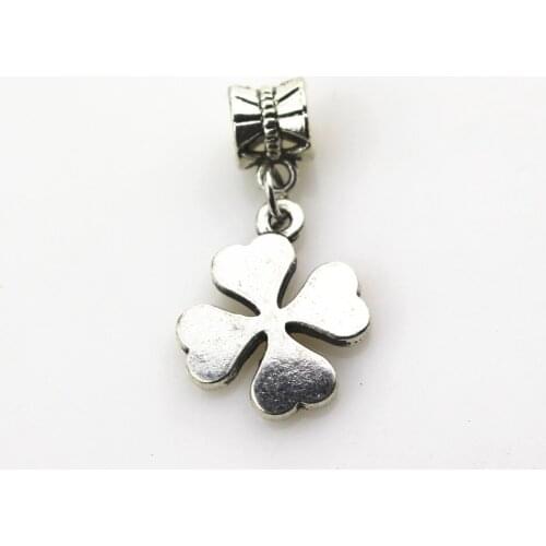 Hot selling 20pcs/lot four leaf clover charms big hole pendant beads charm fit nacklace bracelet diy jewelry dangle charms