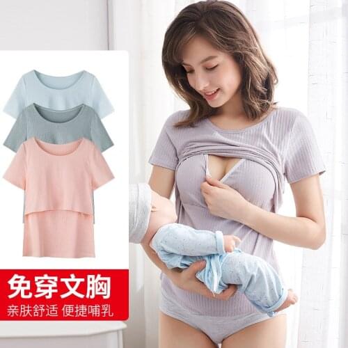 Maternity Cotton Nursing Clothes Tops Summer New Pregnant Women Soft Pajamas Comfortable Pregnancy T-shirt Breastfeeding Clothes