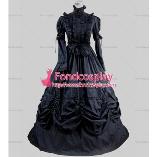 Gothic Lolita Punk Medieval Gown Black Ball Long Evening Dress Jacket Tailor-made[CK1382]