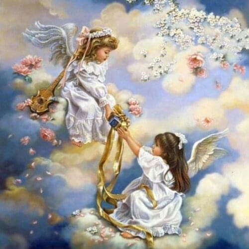 Carton Angel DIY 11CT Embroidery Cross Stitch Kits Craft Needlework Set Cotton Thread Printed Canvas Home Decoration On Sale