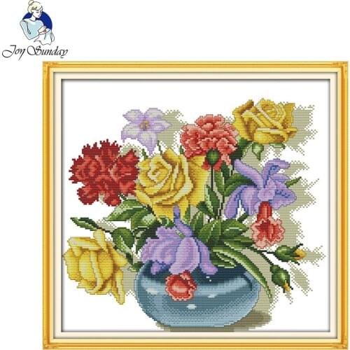 Colorful flowers Counted Cross Stitch Cross Stitch DIY 14CT Cross-Stitch Kit Handmade Embroidery Needlework