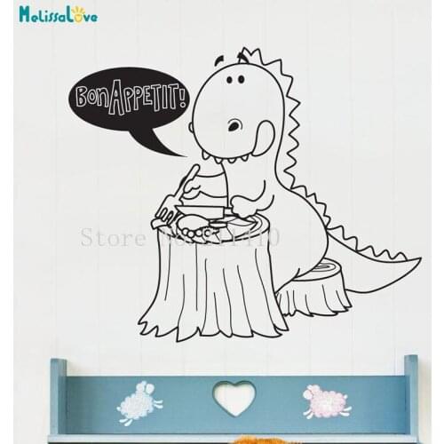 Dinosaur Wall Sticker Dinosaur Bon Appetit Wallpaper Sticker Home Decor For Kids Self-adhesive Vinyl Decals Cute Murals YT117
