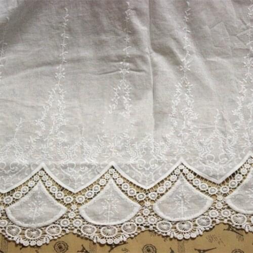 Delicate Lace Fabric Cotton Cloth Embroidery Flower Width 125CM DIY Curtain Clothing Dress Dccessories White