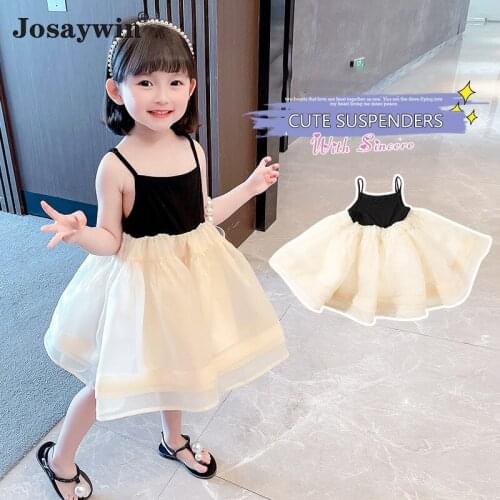 2021 New Kids Dress for Girls Mesh Sling Girl Dress Dance Vestidos Casual Dance Party Princess Girls Dresses Children Clothes