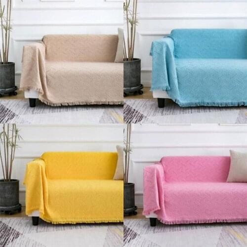Nordic Pure Color Four Seasons Jacquard Line Blanket Simple Cushion Bed End Blanket Sofa Towel Decorative Tassel