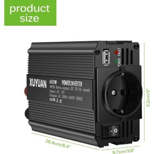 Onever AC 12V To 220V 600W Auto Car Power Converter Inverter Adapter Charger Power Converter EU Socket Car Inverter Hot Sale