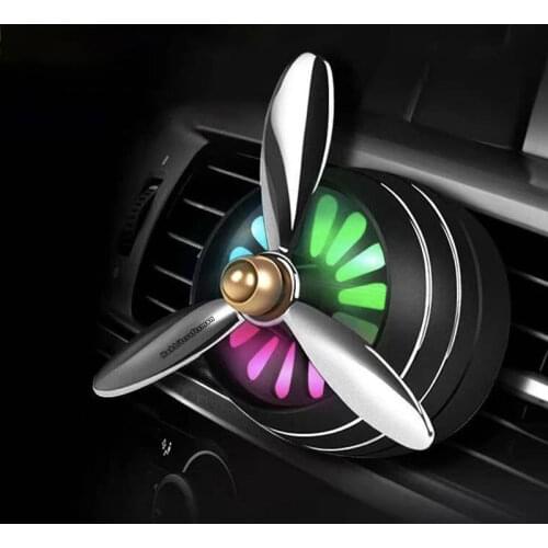 Mini LED Car Smell Air Freshener Conditioning Alloy Auto Vent Outlet Perfume Clip Fresh Aromatherapy Fragrance Atmosphere Light