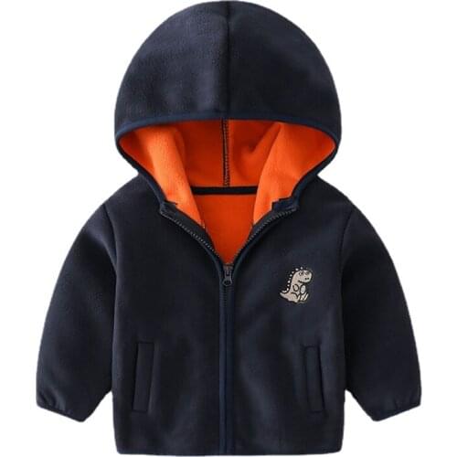 Boys Coats Kids Winter Clothes Warm Hooded Children Cartoon Dinosaur Fleece Zipper Jackets Infant Sweatshirt Outerwear