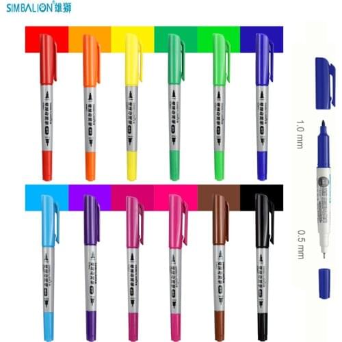 12 Colors Oil-Based Paint Markers Dual Tip Fine and Fineliner Art Permanent Pens Glass Wood Metal Rubber Rocks Stone Arts Crafts