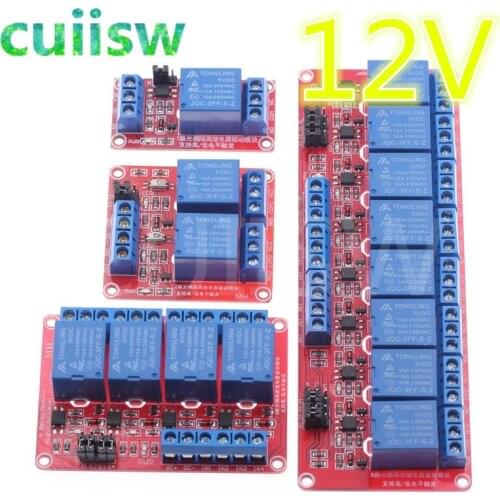 12V 1 2 4 8 Channel Relay Module Board Shield with Optocoupler Road High and Low Level Trigger Relay for Arduino