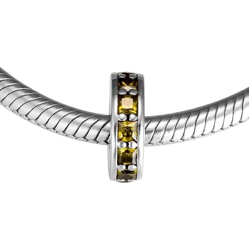 Fits for Pandora Charms Bracelets Eternity Beads with Olive Green Crystal 100% 925 Sterling Silver Jewelry Free Shipping