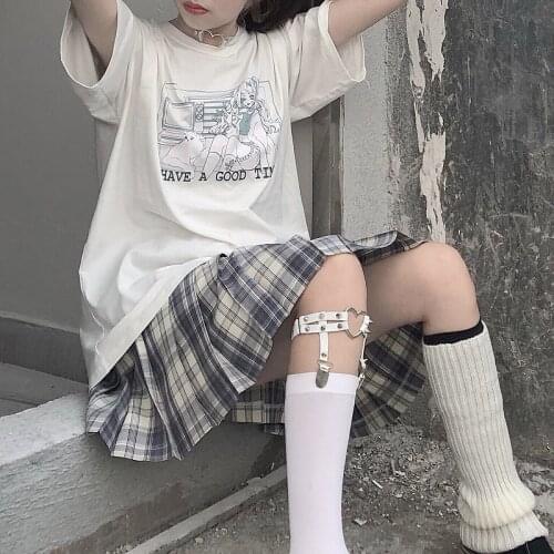 JK School Style Cute Casual Cotton Top Summer Loose E-Girls Y2K Mujer Summer Punk Short-Sleeve Chic Vintage Casual Women T-shirt