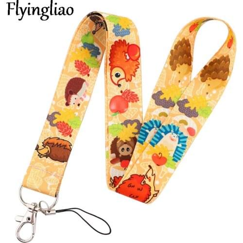 Hedgehog Cartoon Neck Strap Lanyards ID badge card holder keychain Mobile Phone Strap Gift Ribbon webbing necklace