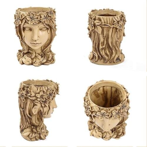 Retro Goddess Statue Succulent Flowerpot Potted Planting Container for Home Desktop Vase Micro Landscape Decor