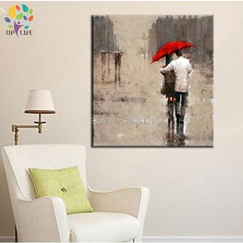 Handmade Modern Oil Painting On Canvas romantic street lover Guaranteed europian wall decor landscaping paintings free shipping