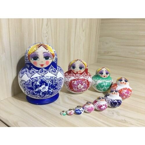 Russian dolls 10 layers of color change pure handmade holiday gifts creative display of childrens educational toys decoration