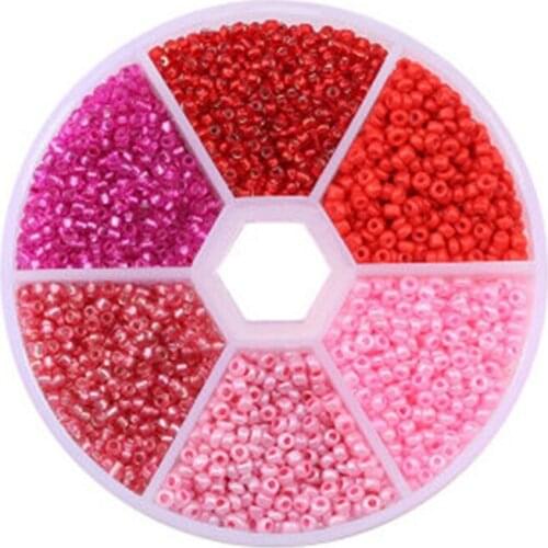 2Set Boxed 2Mm Glass Seed Beads Pendant Crystal Gasket Glass Beads For Jewelry Making Accessories Red & Mixed Color