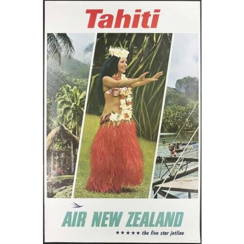 Visit Tahiti by Air New Zealand Retro Vintage Classic Poster Kraft Poster Canvas Bathroom Wall Sticker Home Decoration Gift