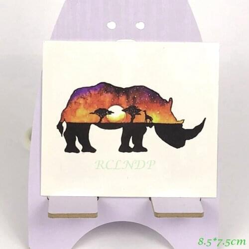 Waterproof Temporary Tattoo colorful rhinoceros tree moon giraffe grassland tatto stickers flash tatoo fake tattoos for kid 7