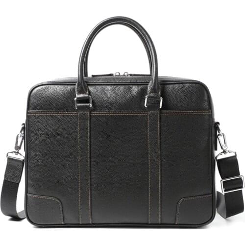 Nesitu High Quality New A4 Black Genuine Leather Office Men Briefcase Portfolio Handbag Business Shoulder Messenger Bags M200605