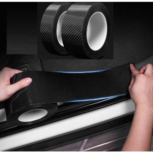 Car Door Sill Protector Scuff Plate Cover Carbon Fiber Stickers Bumper Protector Auto Interior Cover Existing Door Anti Scratch