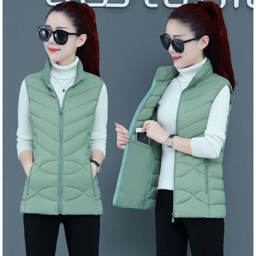 Autumn/Winter Women Vest Jacket Short Slim Cotton padded Sleeveless Coat Plus Size 5XL Warm Solid Casual Female Waistcoat Tops