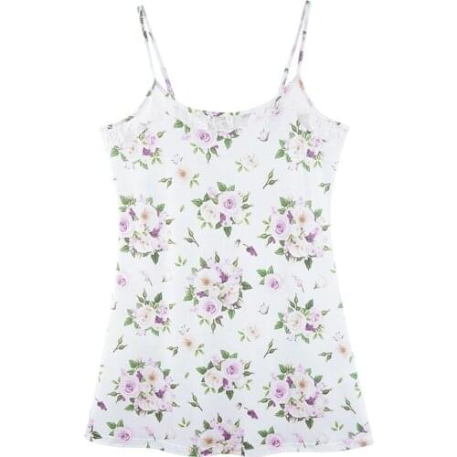 Sexy Lace Patchwork Sleepshirts for Women Nightgowns Sleep Nightwear Sleeveless O-neck Spaghetti Strap Mini Spring Summer Dress