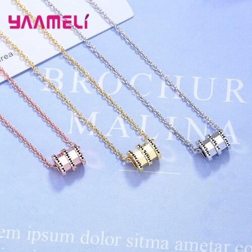 Elegant Fashion Small Waist Rose Gold Pendants Necklace For Women Simple Temperament 925 Sterling Silver Chain Jewelry Gifts