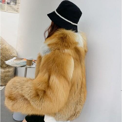 Ladies Winter Snow Coat Natural Fox Fur Leather Grass Overcoat Warm Fashionable Temperament Jacket abrigos para mujer