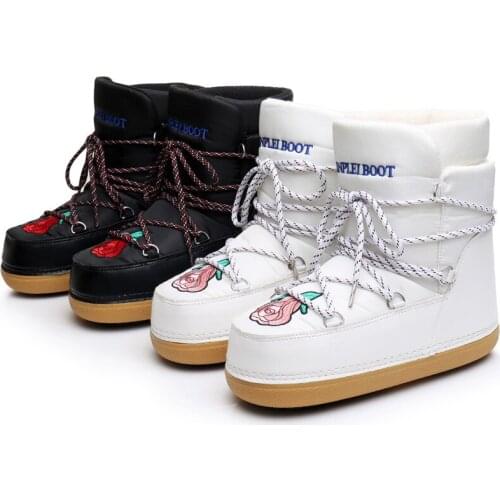 Winter Cotton Shoes Outdoor Snowboard Shoes Womens Snow Boots Warm And Velvet Embroidered Space boots Thick Bottom
