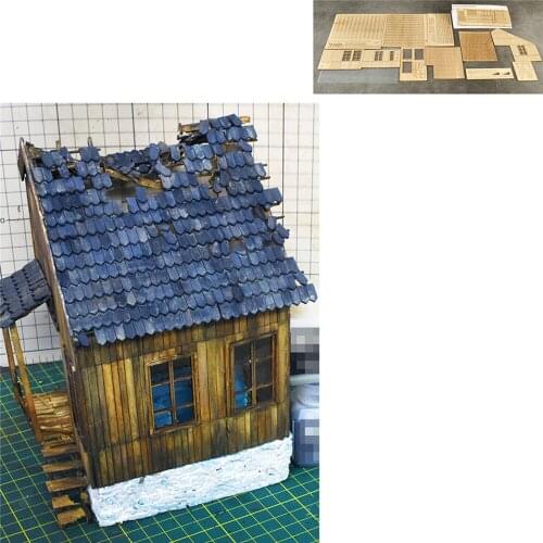 1/35 Scale Military Building Model Kit Destroyed European Wooden House No.1 DIY Scenario Suite Wooden House Set Accessories