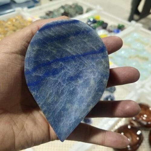 1pcsCute Love Heart Shape Natural Blue-Vein Stone Bowl Blue Sodalite Plate Vinegar Seasoning Dish Sauce Salt Snack Kitchen Ornam