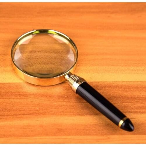 10X Magnification 60mm Lens Gift Toy Metal Golden Household Handheld Office Reading Magnifier Magnifying Glass Loupe for Old Man
