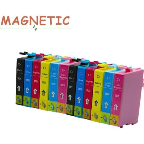 12pcs T0821 full compatible Ink Cartridges For Epson R270 R390 TX650 T50 T59 RX590 TX700W TX800W T50 TX720 700 TX800 RX610 t0821