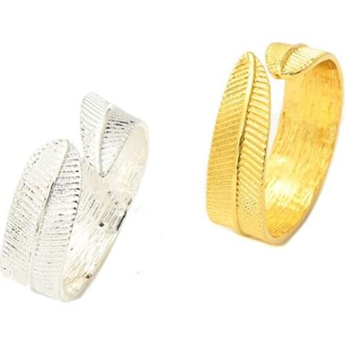 12PCS/Metal gold and silver simple leaf napkin ring desktop decoration for reception wedding banquet holiday family gathering