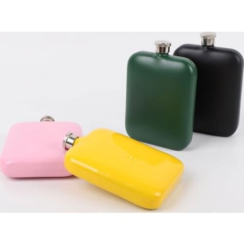 2019 304 Stainless Steel Square Hip Flask Portable Flat Cover Hip Flask Business Gift Metal Drinking Bottle Flasks for Liquor