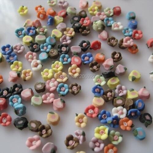 #85 30pcs Cute Mix Ceramic Flower Shapes Nail Resin Decoration Outlooking