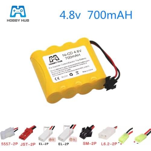 Hobby hub 4.8 V 700mAh AA NI-CD rechargeable AA Multiple plug battery For RC boat car Remote Control toy Electric Car Nicd 4.8 V