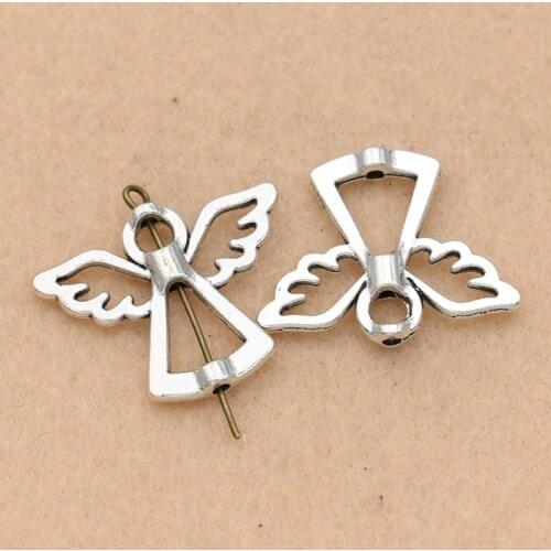 Angel Beads Frame Charm Pendant fit Bracelet Necklace Tibetan Silver Plated Jewelry DIY Making Accessories Handmade 28x22mm