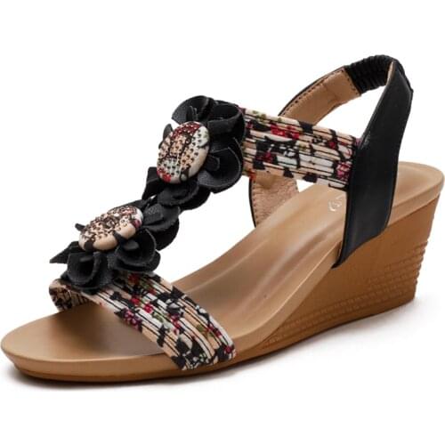 2021 Wedge Sandals Women Summer Shoes Elegant Ladies Rome Sandals Fashion Brand Female Sandalias Black Wedge Heels Sandals New