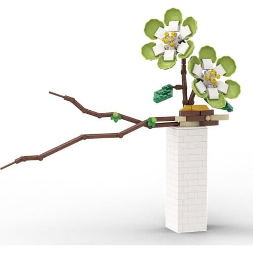 Colorful Phalaenopsis Vase Flowers Bouquets Plants Building Blocks Potted Blossom Ornaments Decoration Model Bricks DIY Kid Toys