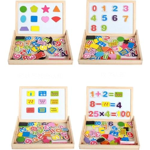 Double Silide Digital Shape Drawing Board Magnetic Puzzle Kids Jigsaw Baby White/Black Board Wooden Puzzle Toy