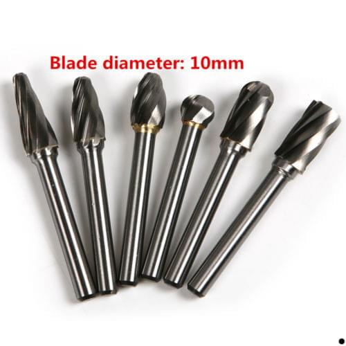 Fixmee 6pcs 6*10mm Tungsten Carbide 8 Flutes Rotary Burrs Point File Cutter Drill Bit