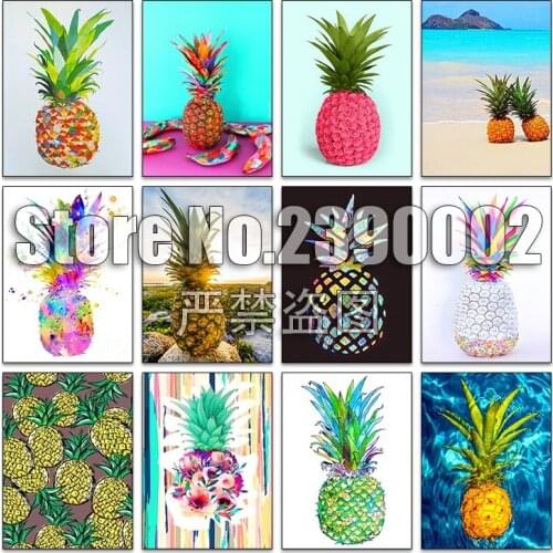 Color Pineapple 5d Diy Diamond Painting Cross Stitch Diamond Embroidery Mosaic Full Rhinestone Gift Home Decor Wall Stickers