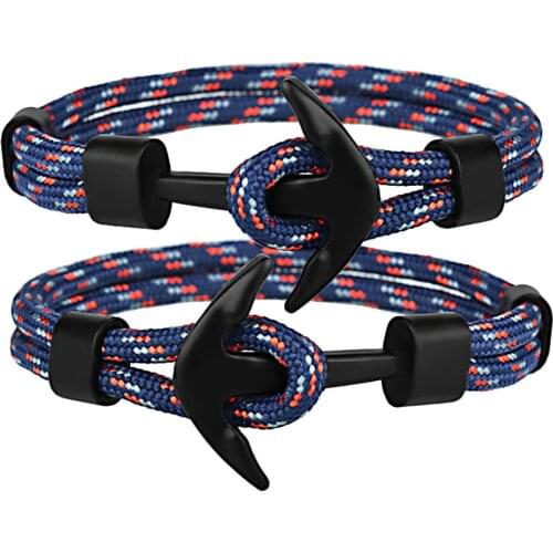 Kirykle 2 pcs Hot Sale Couple Bracelets Anchor Bracelets Bangles Braided Polyester Rope Bracelets For Women Men Gifts