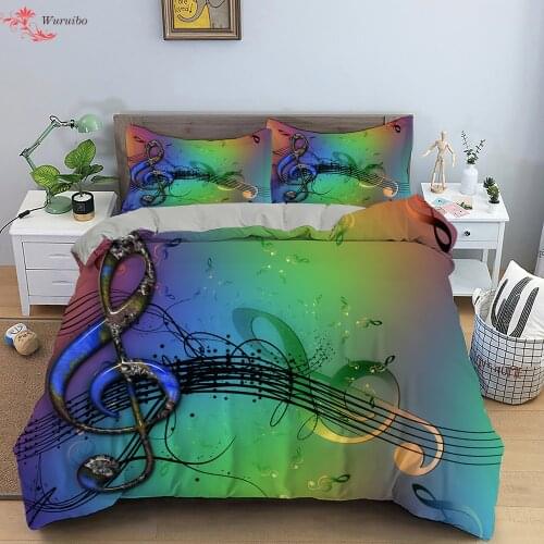 Teens Music Note Bedding Set Piano Keys Colorful Guitar Duvet Cover Queen King Size Bed Cover 135/150 Comforter Kids Adult Gifts