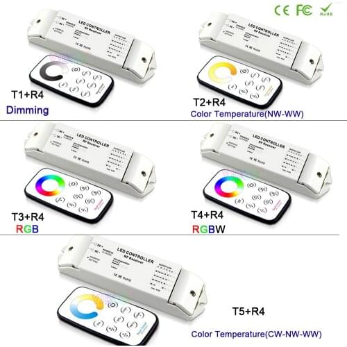 Bincolor DC12V 24V LED Strip Light controller set dimming/CCT/RGB/RGBW/CW CCT dimmer Receiver & wireless remote lamp tape Switch