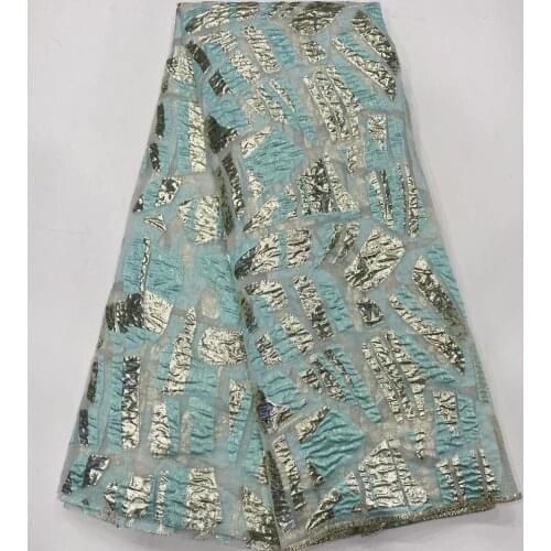 Free shipping (5yards/pc) Mint green African brocade net lace latest jacquard lace fabric with elegant design for dress FZZ1070