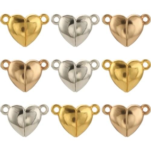 5pcs/lot Metal Strong Magnetic Clasps Love Heart Shape Magnetic Clasp for Bracelet Making Converter DIY Jewelry Accessories