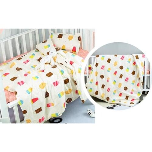 Cute ice cream Cotton Cartoon Print Soft Baby Bedding Sheet cama bebe Baby Blanket ,Duvet/Sheet/Pillow, with filling